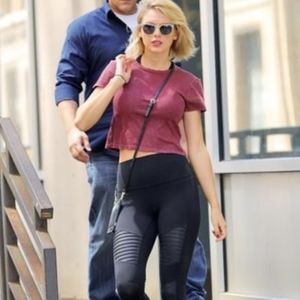 Alo Yoga Black Moto Glossy Ribbed Leggings Womens Size XS